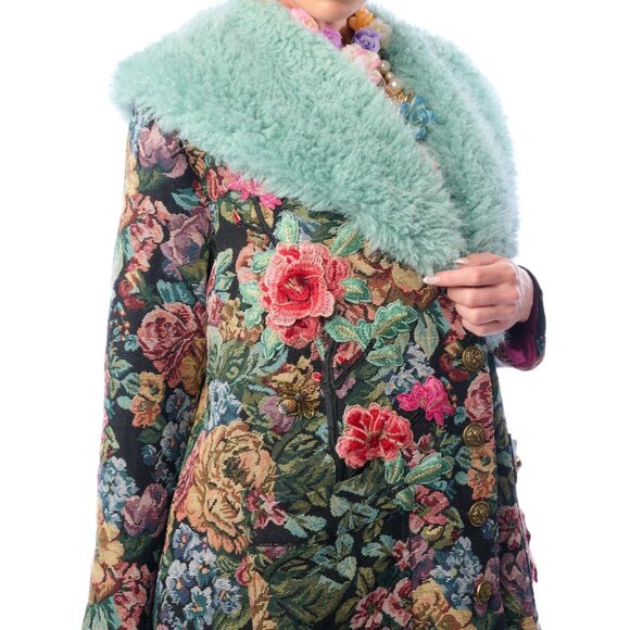 Aratta Jackets & Blazers - ARCO32. Aratta Isabel Coat Floral Coat with Faux Fur Collar